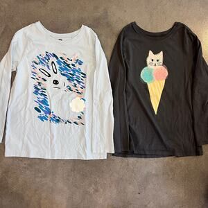 Tea Collection blue bunny gray cat ice cream long sleeve cotton top bundle 10